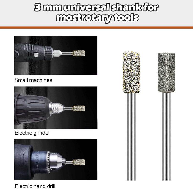 [Australia - AusPower] - 24-Piece Diamond Cutter Set, Compatible with Dremel Diamond Burr Grinding Pins with 3 mm Shank Fit for Stone Glass Ceramic Carving, Polishing, Grinding, Engraving 
