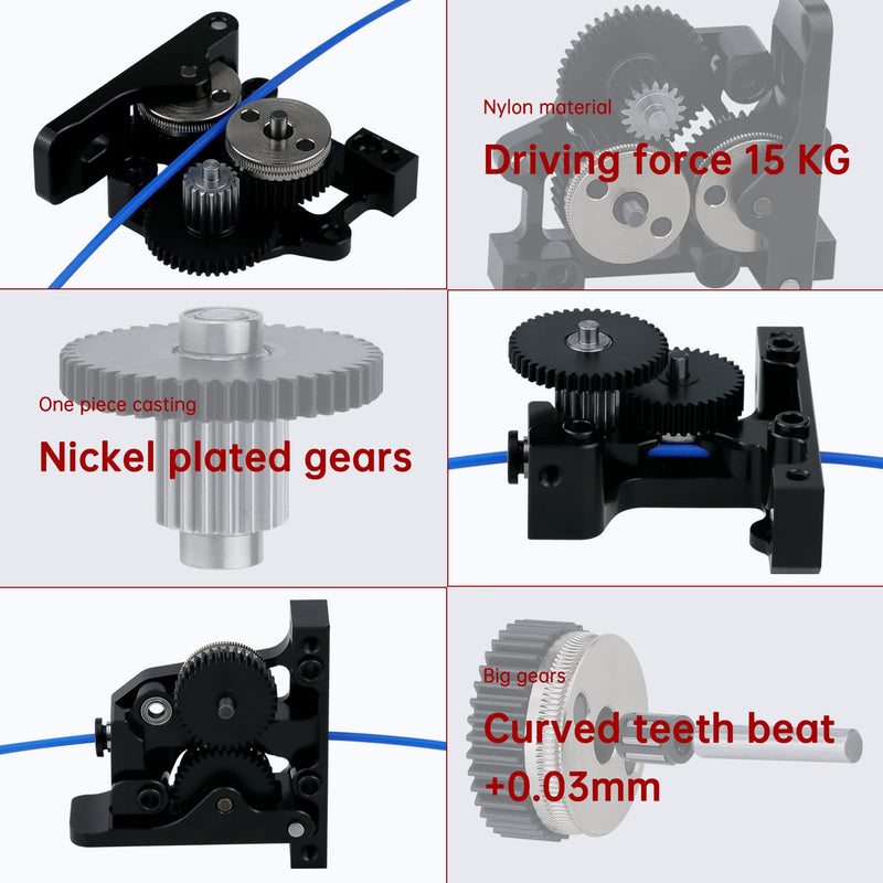 HGX-LITE Extruder All Metal Hardened Steel Reduction Gear Extruder 3D Printer Parts,Upgraded Big Gear POM Material Drive for Vorn 2.4V0 Ender 3 CR-10 CR10S 3D Printer