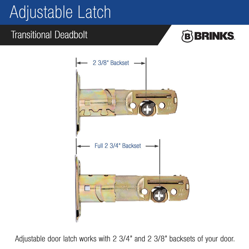 BRINKS Transitional Single Cylinder Deadbolt Lock, Door Lock Built for Residential Protection ANSI Grade 2 Security, Satin Nickel 1 Pack Front Door Deadbolt