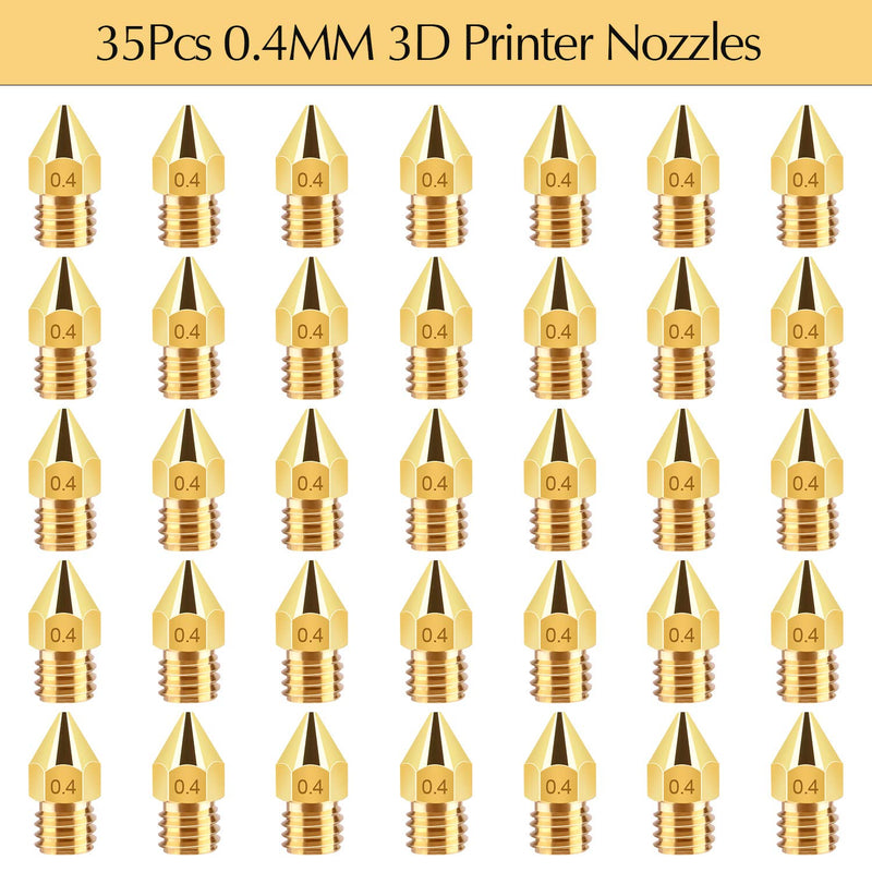 TUPARKA 40Pcs 0.4mm Ender 3 Nozzle Kit 3D Printer Nozzles MK8 Brass Extruder Nozzles for Makerbot Creality CR-10 with Storage Box 40pcs-0.4mm