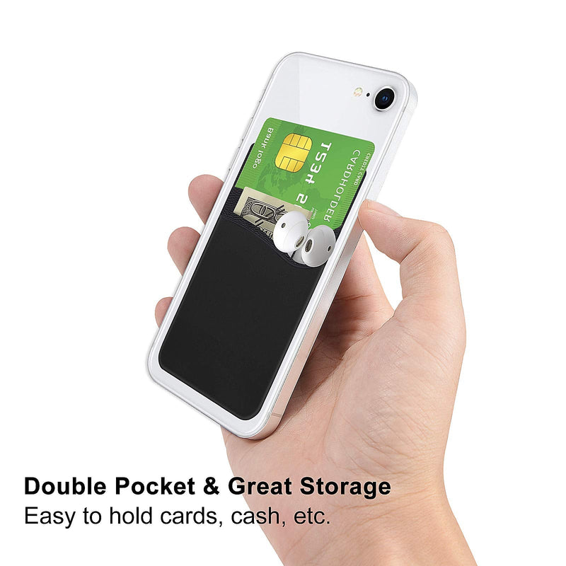 [Australia - AusPower] - Senose Phone Wallet, Card Holder for Back of Phone Stick on Phone Cases Great Storage Compatible for iPhone/Android/Samsung Galaxy Pack of 5 Black+White+Gray+Pink+Light Blue 