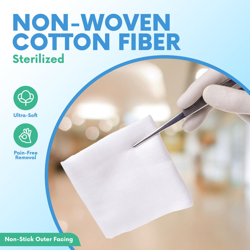 [Australia - AusPower] - HEALQU Gauze Pads Non-Woven - 4x4 - Box of 100 Sterile Individually Packed Gauze Sponges - Super Absorbent Surgical Sponges Used Medical, Wound Dressing, Debridement, Cleaning, Prepping 4x4" Box of 100 