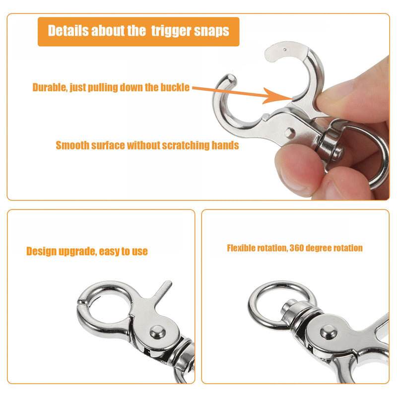 [Australia - AusPower] - 10PCS Trigger Snap Hooks 2.32'' x 0.82'' Heavy Duty Swivel Snap Hooks Metal Clasps Lanyard Clips Durable Trigger Snaps for Bird Cage Key Chains Silver-10PCS 