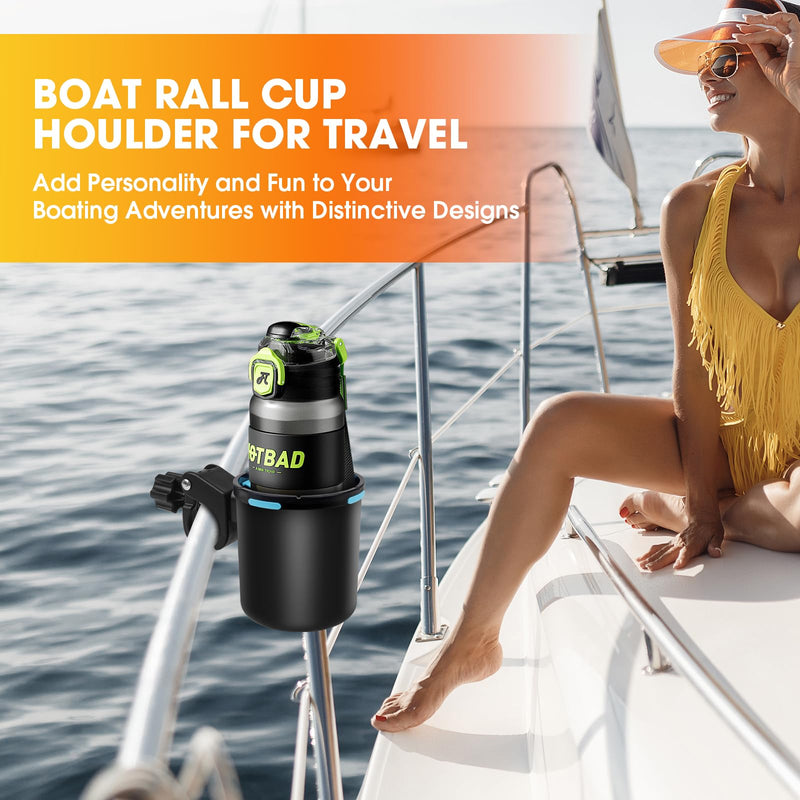 Marine Boat Cup Holder - No Drill Installation for Bimini Top, Rail, Pole, Grab Bar | 360° Adjustable & Anti-Slip Design | Gift for Boat Lovers, PWC, Jet Ski, Seadoo Pack Of 1 All-season