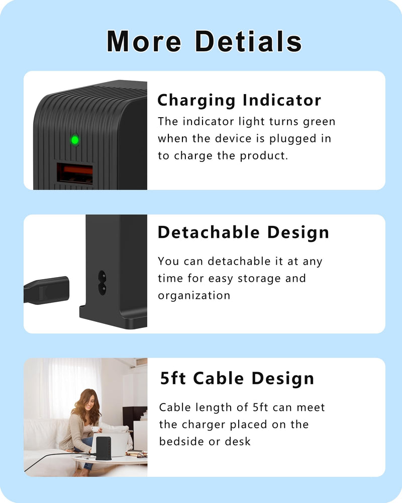 [Australia - AusPower] - USB Charger 6 Port 50W Multi USB Tower Charging Station for Multiple Devices iPhone 15/14/14 Pro/14 Pro Max/13 Pro/13 Pro Max/Android/Samsung/Tablet,etc(Black USB) black 50W 6A 