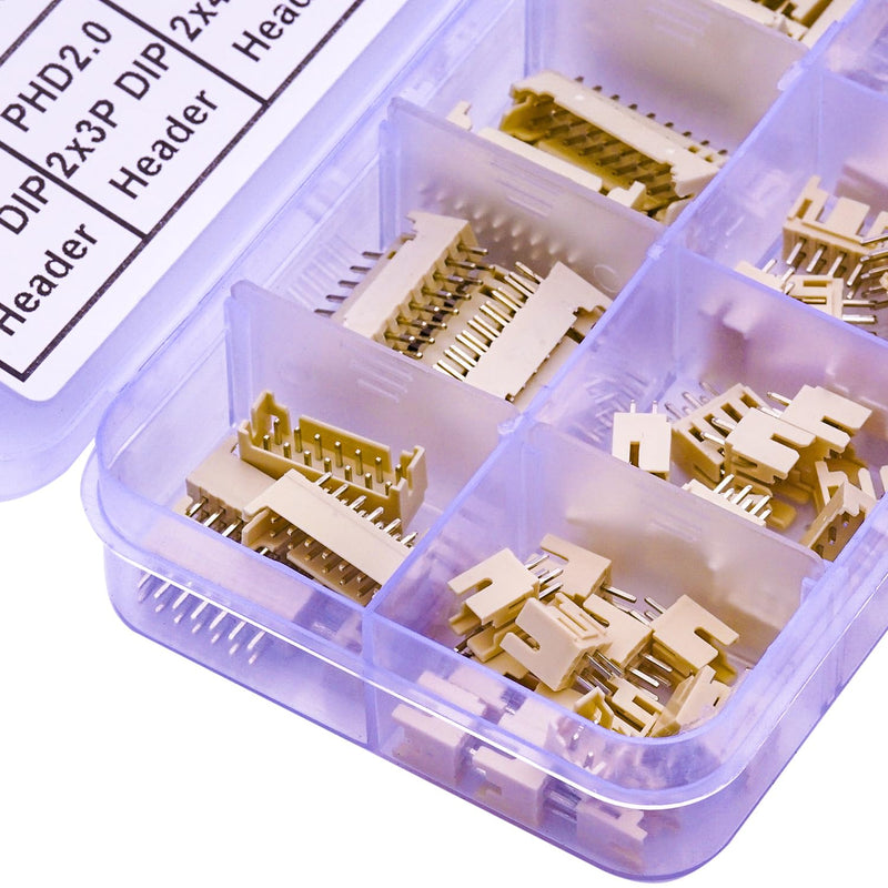 [Australia - AusPower] - JST Connector Kit, PHD2.0 Dual Row DIP Header Jst 2mm Pitch IC Socket Plugs Adapter, JST-PHD 2 * 2/3/4/5/6/7/8/9/10/12Pin DIP Header Through Hole Type Vertical Header (PHD2.0-DIP-Ver) JST-2.0MM-PHD-DIP-Vertical Header 