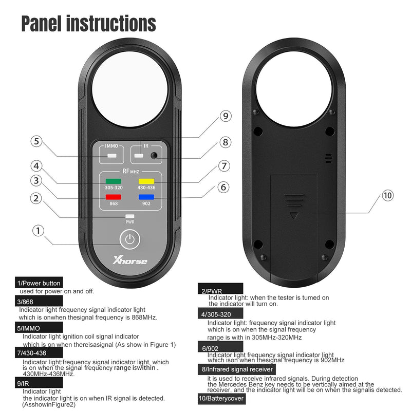 [Australia - AusPower] - Xhorse Remote Key Fob Frequency Tester Tool, 2024 XDRT20 Remote Tester 315/433/868/902Mhz Infrared Signal Detection, Key Fob Signal Tester L New 