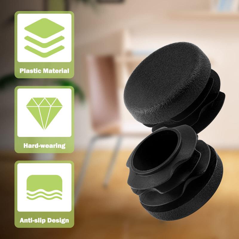 [Australia - AusPower] - 24 Pcs 1-1/8" Round Plastic Plug, Black Round Plastic End Cap Furniture Finishing Plug for Pipe Post, Chairs and Furniture 24 1-1/8 Inch 