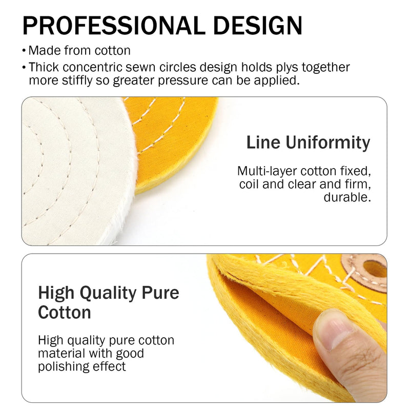 [Australia - AusPower] - SCOTTCHEN 8inch Buffing Polishing Wheels 5/8" Arbor Hole,Soft/Fine/Medium for Bench Grinder-3PCS,with Buffing Polishing Cutting Compounds 7.4 Oz.Kit,with 2 Pack Non-Woven Bandage Wrap 8 inch Multi 8pcs 