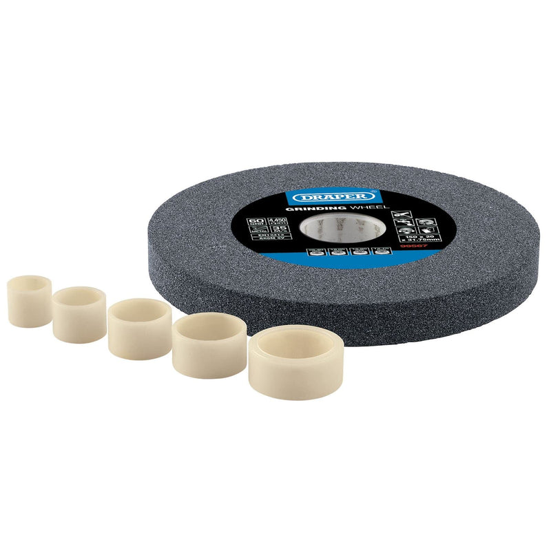 Draper Tools Expert 150 x 20mm Aluminum Oxide Sanding Disc | For steel and non-ferrous metals, 60 grit, 31.75 mm bore, 5 reduction rings