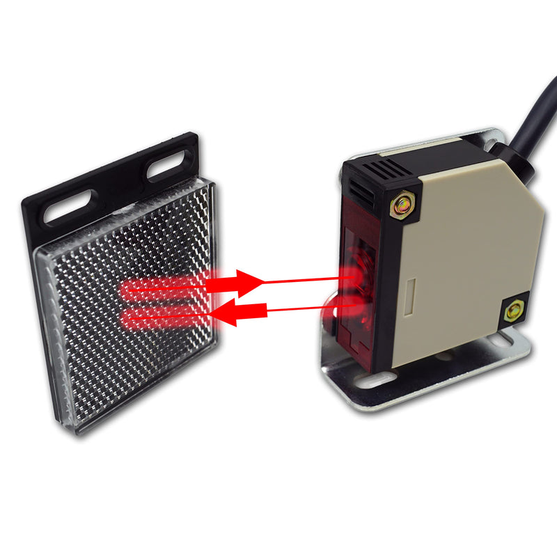 Reflector Photoelectric Sensor 12-24 Volt DC Reflection Photoelectric Sensor with Mirror IR Photoelectric Sensor up to 4 Metres