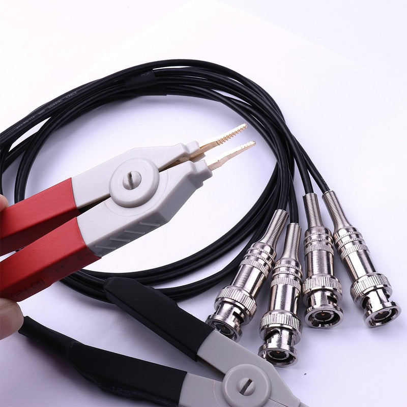ATOPLEE 2pcs LCR Meter Test Leads Lead Clip Cable Terminal Probe Wires,with 4 BNC Electrician Test Leads Kit,Digital Electrical Test Probes Set for LCR Meter Multimeter (Pack of 2)
