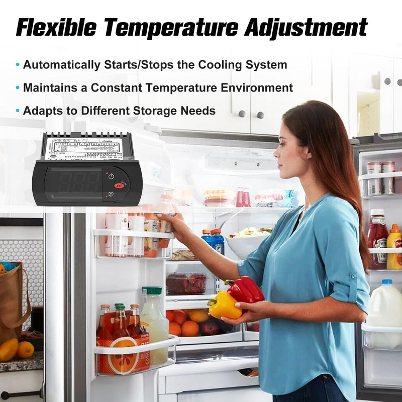 [Australia - AusPower] - PZGXS0J111 Temperature Thermostat with Temperature Sensor Probe, 115V Digital Temperature Controller Kit Compatible with Carel All Refrigerator Types 