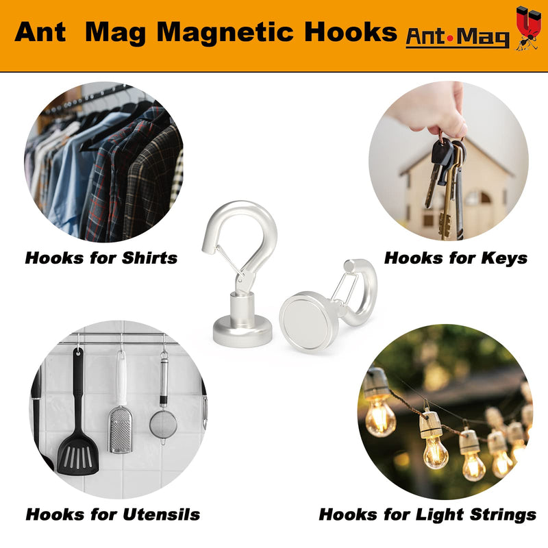 [Australia - AusPower] - Ant Mag Magnetic Hooks Heavy Duty with Snap 22lbs Strong Magnet Hooks Great Hanging for Refrigerator, Cruise Cabin, Grill, Wreath,Kitchen,Office 10 Pack EL16 10 Pack 