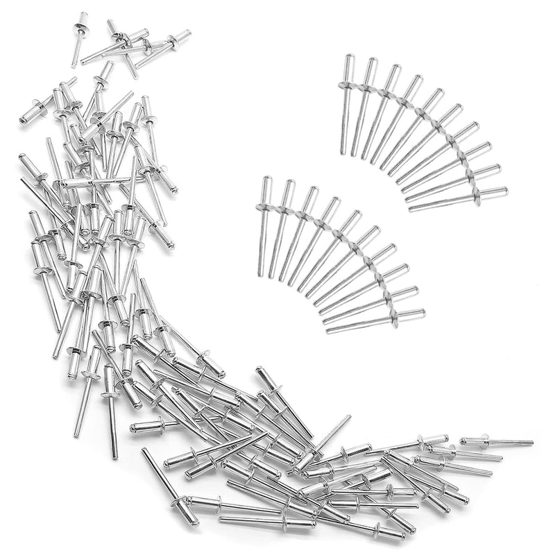 [Australia - AusPower] - 3/16" x 1/2" Silver Pop Rivets Assortment - 100Pcs, Aluminum Rivets Metal Blind Rivets Kayak Rivets Tool Marine rivet fasteners for Boat 3/16" x 1/2" Silver, 100pcs 