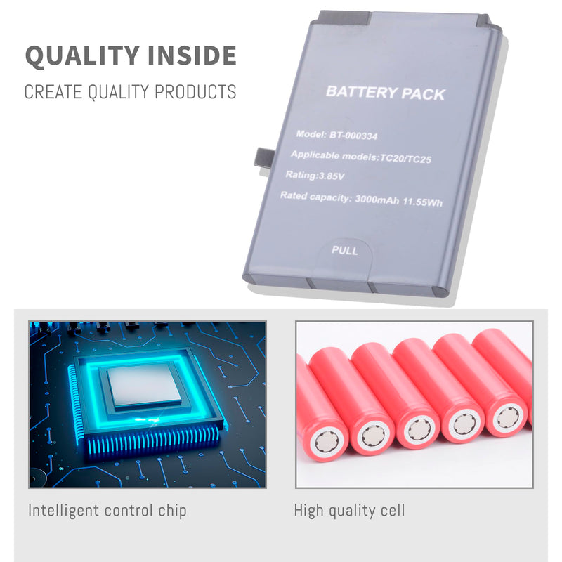 BT-000334 Battery for Zebra TC20 TC25 BT-000334 BT-000334-01 Barcode Scanner Industrial Mobile Data Terminal Battery Replacement 3.85V 2900MAH/11.17WH