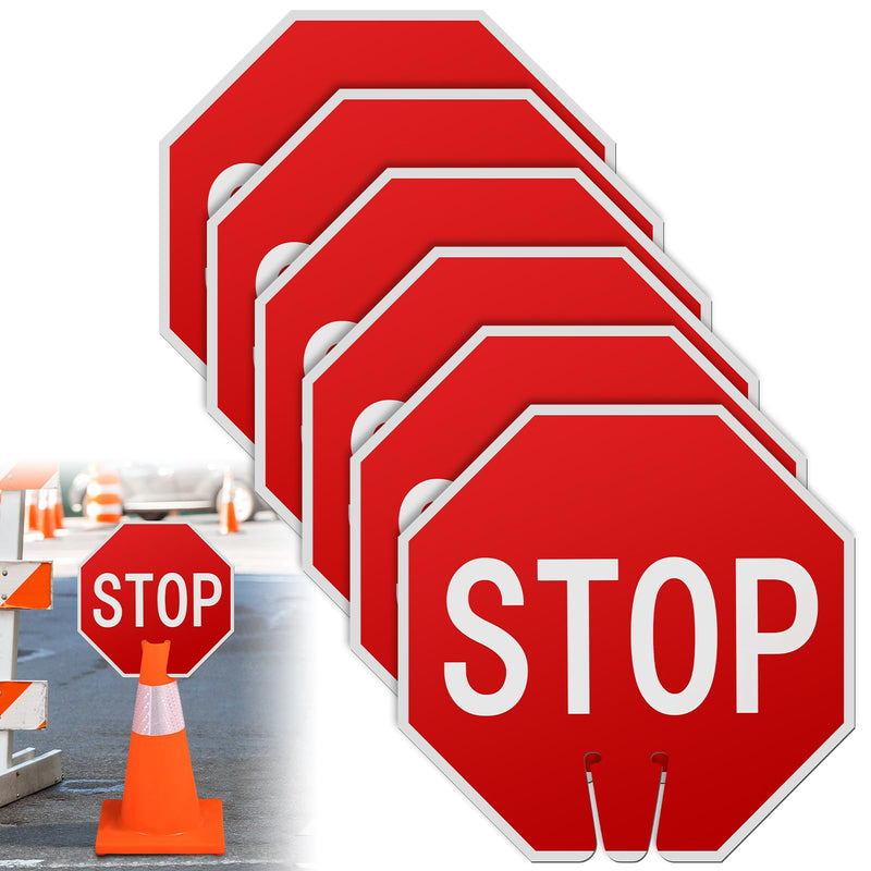 Geetery 6 Pcs Stop Signs 12x12", Durable PVC Traffic Warning for Cones Double-sided for Construction Zones, Parking Lots, Road Safety, Weather Resistant, Waterproof, Fade Resistant, Easy to Mount