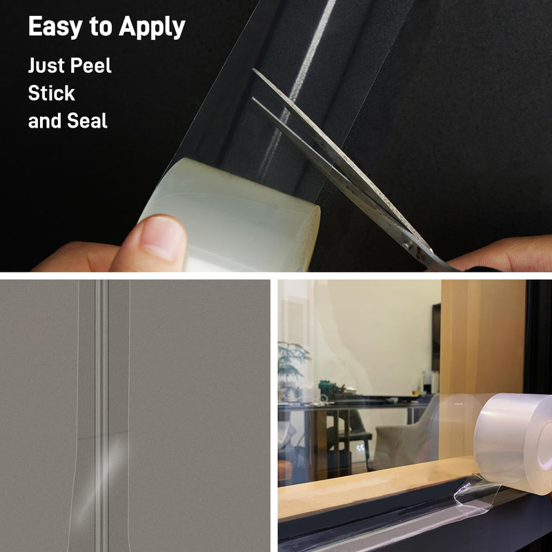 [Australia - AusPower] - 2 Inch x 33 FT Nano Window Weather Sealing Tape, Weather Stripping Residue-Free Clear Windows Insulation Tape, Clear Watherproof Seal, AC, Doors - Heavy Duty Adhesive (Winter Ready) Window well covers 