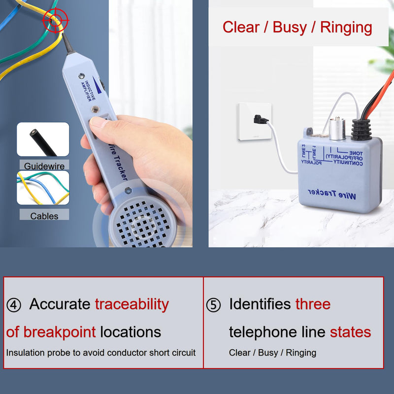 [Australia - AusPower] - Network Cable Tracing Tester Kit Audio Adjustable Induction Amplifier Cable Toner Detector Kabel Tracer Toner and Probe kit Circuittesters 