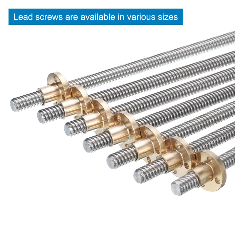 [Australia - AusPower] - uxcell 2 Pcs 400mm / 16 Inch Tr8x4 Stainless Steel Lead Screw with T8 Brass Nut - [ Acme Thread, 2mm Pitch, 8mm Lead ] for 3D Printer Z Axis, CNC Machine 