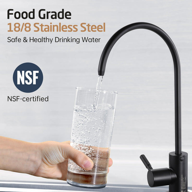 KES NSF Certified Reverse Osmosis Faucet, RO Lead-Free Water Filter Faucet Drinking Water Faucets Kitchen Faucet Non-Air-Gap 304 Stainless Steel Matte Black, Z504CLFF18-BK