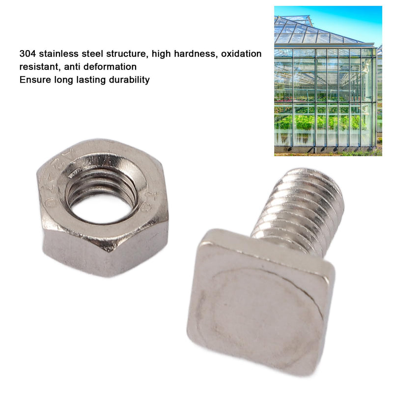 [Australia - AusPower] - 50 Sets Greenhouse Nuts and Bolts, Stainless Steel Ex Nuts and T Bolts Greenhouse Screws M6 X 13 Screws M6 Nuts Tool Assortment Set for Installing and Fixing Greenhouse 