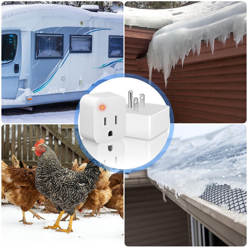 [Australia - AusPower] - 1PCS Thermostatically Controlled Outlet,Temperature Outlet Plug 32°F(0 Degree) Auto On/50°F(10 Degree) Off Cold Weather Thermostat Cube for Pond De-icers,Deicer Roof Cable,Farm 1 