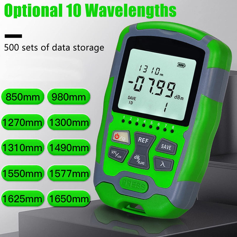 [Australia - AusPower] - Acogedor Optical Power Meter, Portable Fiber Optic Cable Tester,850,980,1270,1300,1310,1490,1550,1577,1625,1650nm, RJ45 Network Testing, 70 10dbm with Battery and USB Charging Cable 10MW 