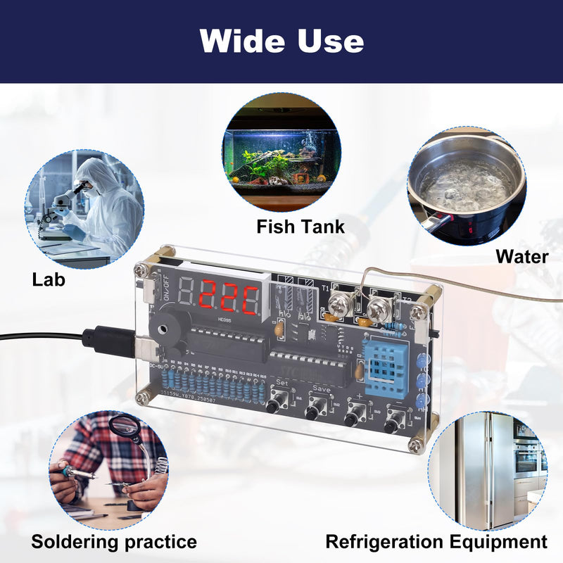[Australia - AusPower] - Thermocouple Thermometer DIY Kit, DC 4.5-5V Digital Temperature Humidity Sensor Soldering Project with High Low Temperature Warning -58℉ to 842℉ Thermocouple Soldering Kit for Back to School Education 
