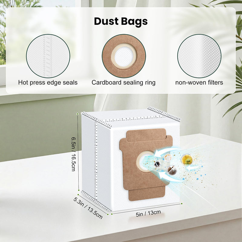 25 Pack Roomba Replacement Parts for iRobot 104 / Roomba 105 Combo / 105 Vac / Q052 Robot Vacuum & Mop, 2 Bristle Brush, 6 Edge-Sweeping, 6 Filters, 6 Dust Bags, 4 Mop Pads, 1 Cleaning Brush 105 accessories