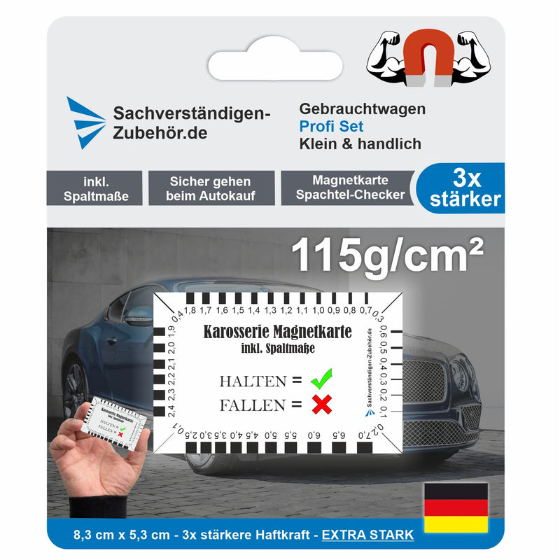 [Australia - AusPower] - Sachverständigen-Zubehör® Magnetic Cards for Used Cars Professionals [Crack Monitor + Car Filler Tester] 83 x 53 mm | Paint Tester for Car | Adhesive Force 115 g/cm² Magnetic Card | Gap Size 1 x magnet 
