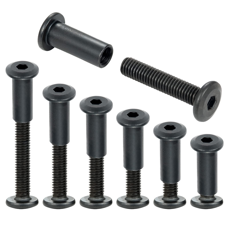[Australia - AusPower] - 40 Sets M6 Black Binding Post Screws Countersunk Rivet Socket Cap Connecting Bolts Cap Nuts Assortment Kit for Baby Bed Furniture,Leather Saddles Purses Belt Repair (M6x30mm-Black-D) M6x30mm-Black-D 