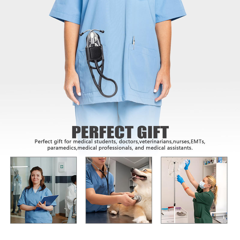 [Australia - AusPower] - PU Leather Stethoscope Clip, Stethoscope Holder Hip Clip, Lightweight and Durable, Suitable for Doctors, Nurses, First Responders, Medical Nursing Students, Compatible with 3m Littmann (Black) 