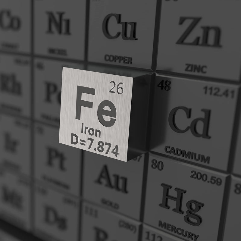 [Australia - AusPower] - Iron Cube - Metal Element Cubes - Laser Engraved Density Cube Set for a Periodic Table of Elements Collection - (Iron, 1 inch) 1 inch (25.4mm) Iron 