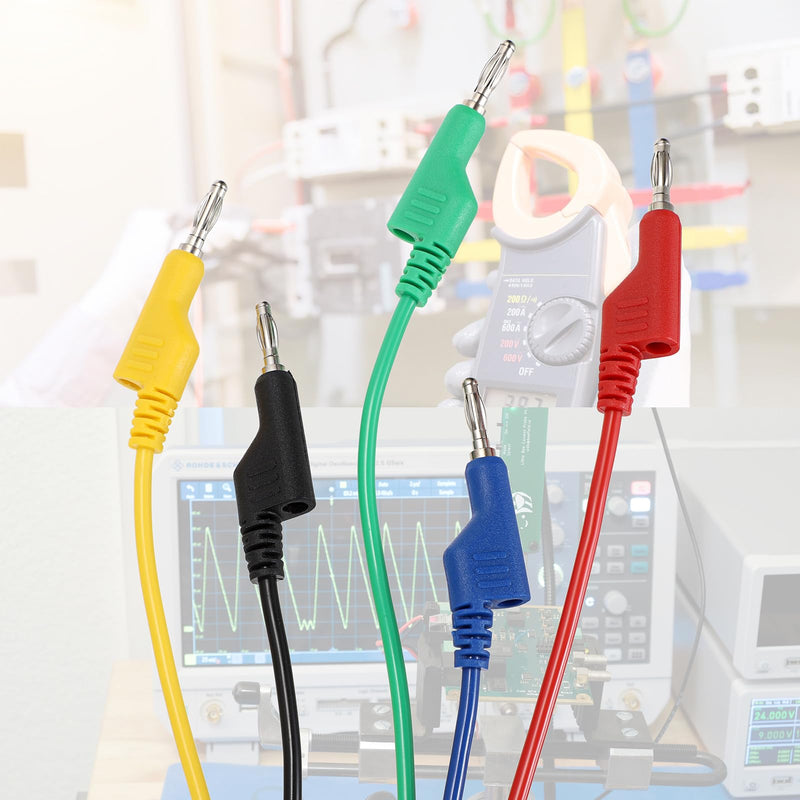Sumnacon Multimeter Banana Plug to Crocodile Alligator Clip Test Probe, 5PC 4mm Stackable Colorful Silicone Banana Plug to Alligator Clip Test Probe Lead Wire Cable 9.8Ft/3M 9.8 ft