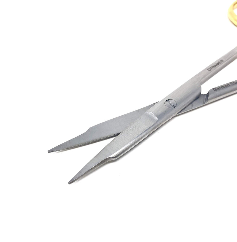 [Australia - AusPower] - Goldman Fox Scissor 13 cm - Super Cut Sharpness - Premium Quality German Stainless Steel - Gold Handles by Cynamed (Straight + Curved) … (Straight + Curved) 