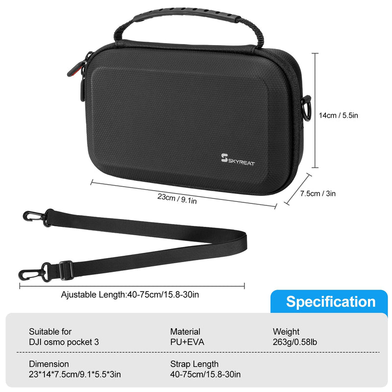 [Australia - AusPower] - Skyreat Osmo Pocket 3 Case, Portable PU Storage Protective Bag for DJI Osmo Pocket 3 Creator Combo Accessories 