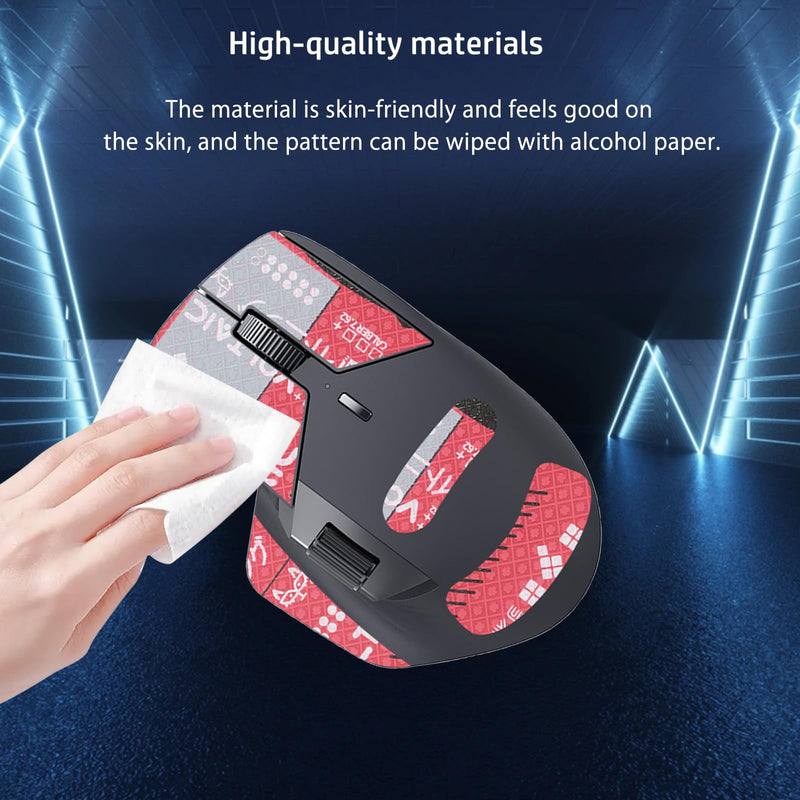 NOUKAJU Mouse Grip Tape Full Coverage for Rapoo MT760, Mouse Anti Slip Grip Tape,Self-Adhesive PreCut Sweat-Resistant Professional Mice Upgrade Kit(Red)