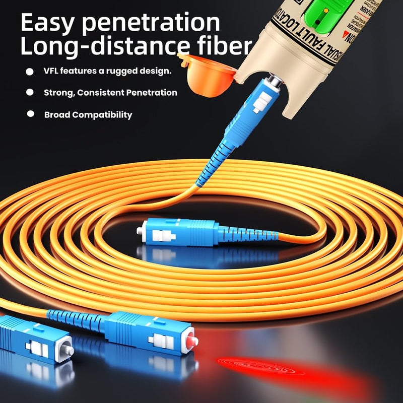 [Australia - AusPower] - Visual Fault Locator, 30-50KM Fiber Optic Cable Tester Meter VFL Red Light Pen Light Source Testers 