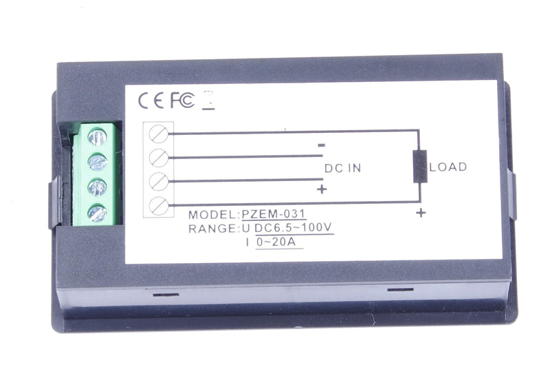 [Australia - AusPower] - DC 6.5-100V 20A Voltage Amperage Power Energy Meter DC Volt Amp Tester Gauge Monitor LCD Digital Display with Blue Backlight Measuring Volts Current with Built-in Shunt 