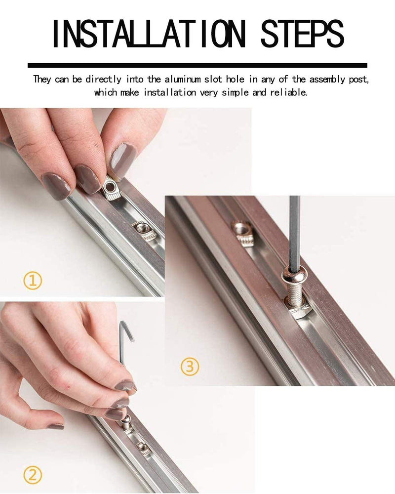 [Australia - AusPower] - 50Pcs 4040 Series M8 T Nuts, T Slot Nut Hammer Head Fastener Nut, Nickel Plated Carbon Steel Nut for Aluminum Profile(4040 Series M8) 
