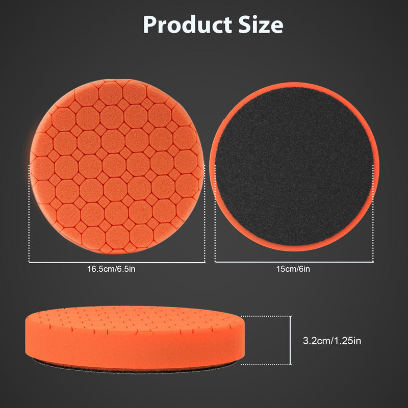 Buffing Polishing Pads, 5Pack 6.5 Inch Face for 6 Inch Backing Plate Compound Buffing Sponge Pads Cutting Polishing Pad Kit for Car Buffer Polisher, Polishing and Waxing 5pcs-6Inch