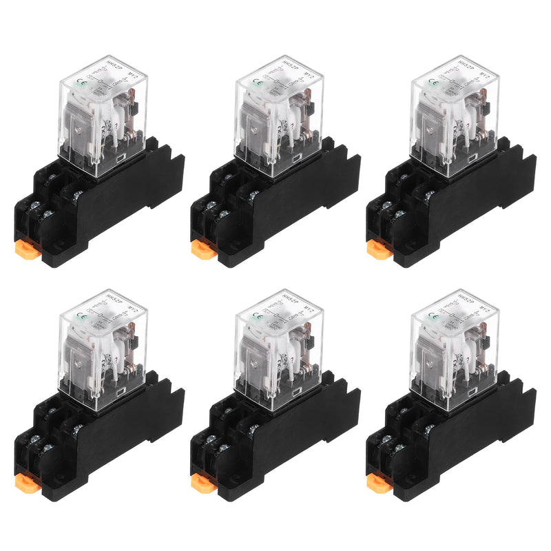 [Australia - AusPower] - MECCANIXITY 6Pcs DC 12V Electromagnetic Power Relay, 8-Pin 5A Power Coil Relay with LED Indicator and Socket Base DPDT 2NO 2NC - MY2NJ for Industrial, Home Appliances and DIN Rail System 2NO-2NC DC12V 