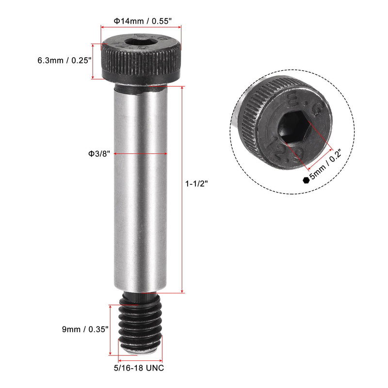 [Australia - AusPower] - uxcell Alloy Steel Hexagon Socket Head Shoulder Screws Bolts, 1-1/2" Shoulder Length, 3/8" Shoulder Dia, 5/16-18 Thread, 6pcs 1-1/2" x 3/8" 