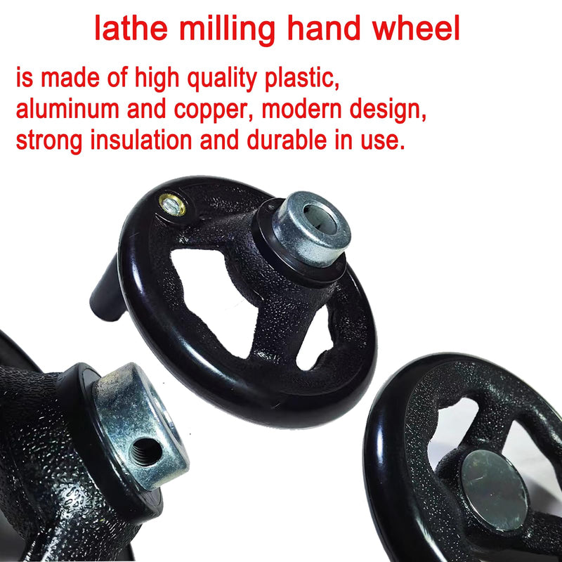 [Australia - AusPower] - 0.47x4inch Diameter Round Hand Wheel with Revolving Handle for Mill Drillpress Crank Lathe 
