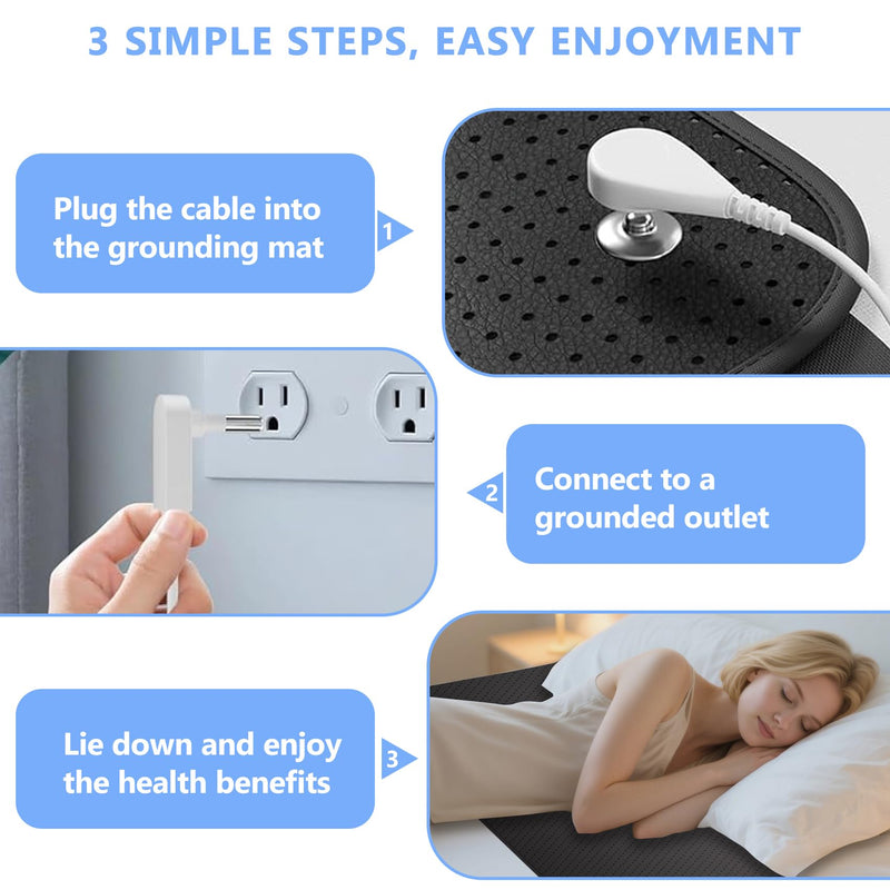 [Australia - AusPower] - Grounding Mat for Bed King Queen Grounding Mattress Pad PU Leather Material with Grounding Cord and Test Pen Earthing Mat for Improved Sleep and Pain Relief (King: 76 * 27") 