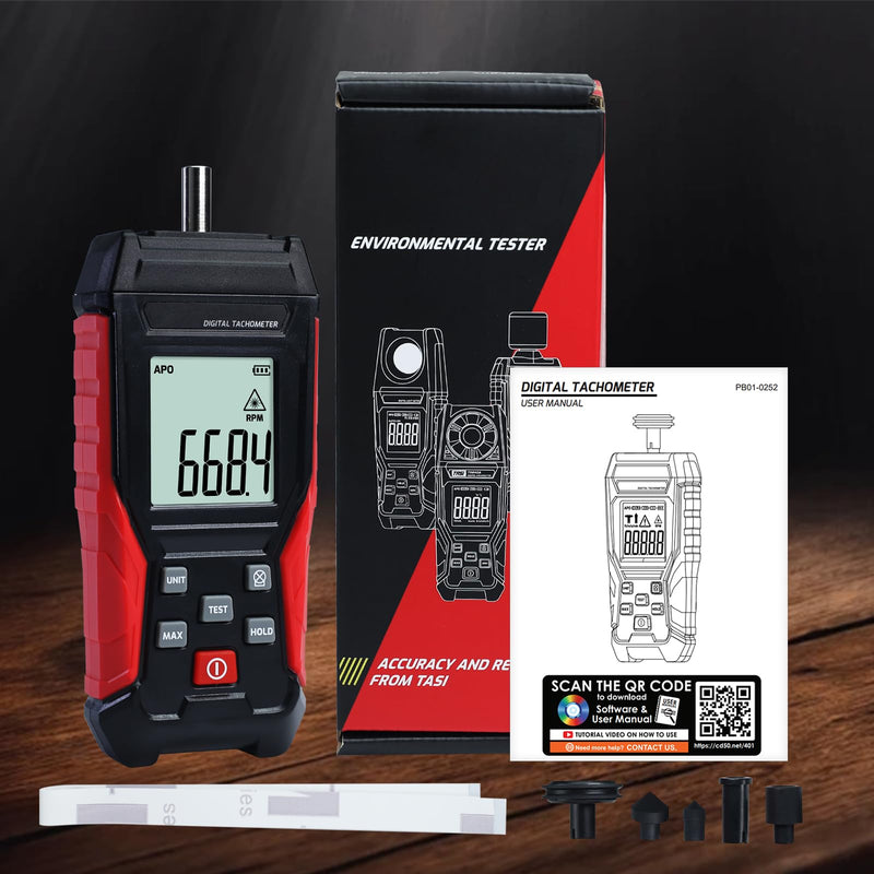 [Australia - AusPower] - 2-in-1 Digital Tachometer, Contact Tachometer with 3 to 19,999 RPM Tachometer Tester and Non-Contact Laser Photo Sensor, Contact Probes and Reflective Markings 