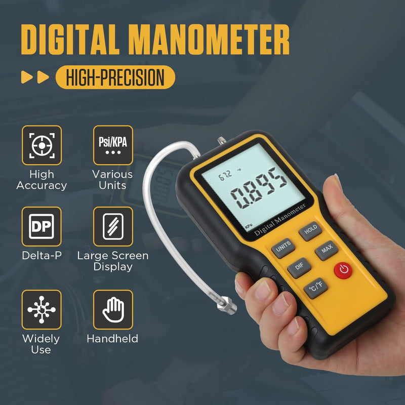 [Australia - AusPower] - Manometer Gas Pressure Tester?Manometer HVAC?Digital Manometer Gas Pressure Tester?Manometer LP Gas Pressure Tester?Digital Manometer HVAC for Temperature and Pressure Testing 