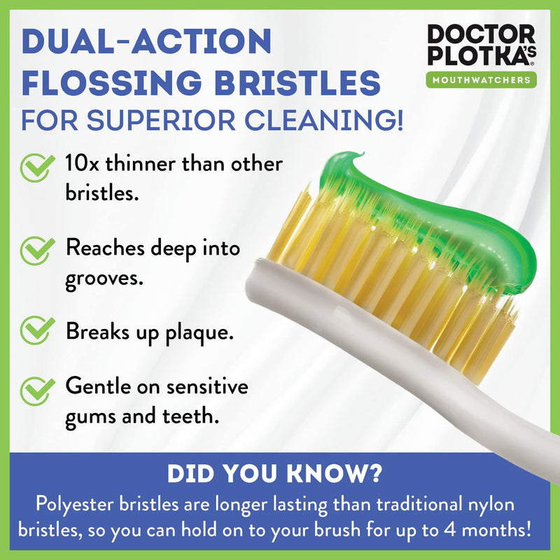 [Australia - AusPower] - MOUTHWATCHERS Dr Plotkas Extra Soft Flossing Toothbrush Manual Soft Toothbrush for Adults, Ultra CleanToothbrush, Good for Sensitive Teeth and Gums, 2 Pack - Colors May Vary 