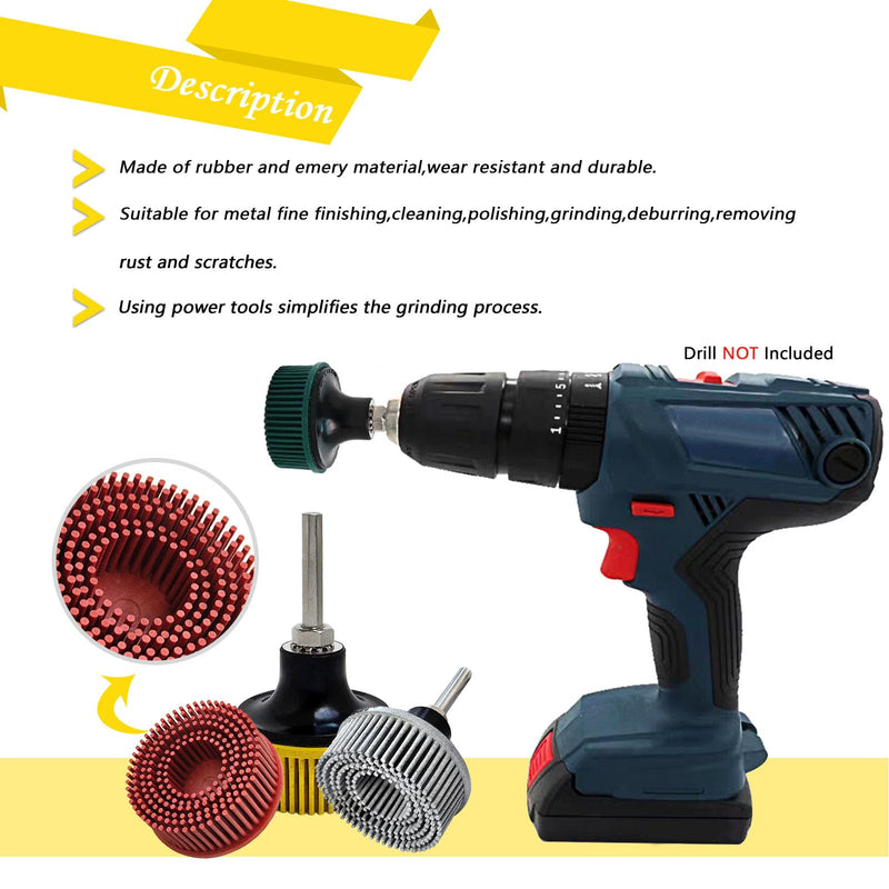 [Australia - AusPower] - Tools 2 Inch Bristle Disc Bristle Disc Grade - 220# Grit Abrasive Coating Removal Disc for Metal with 6mm Shank Attachment 1set Bristle Discs 2 220# RED 1 SET 